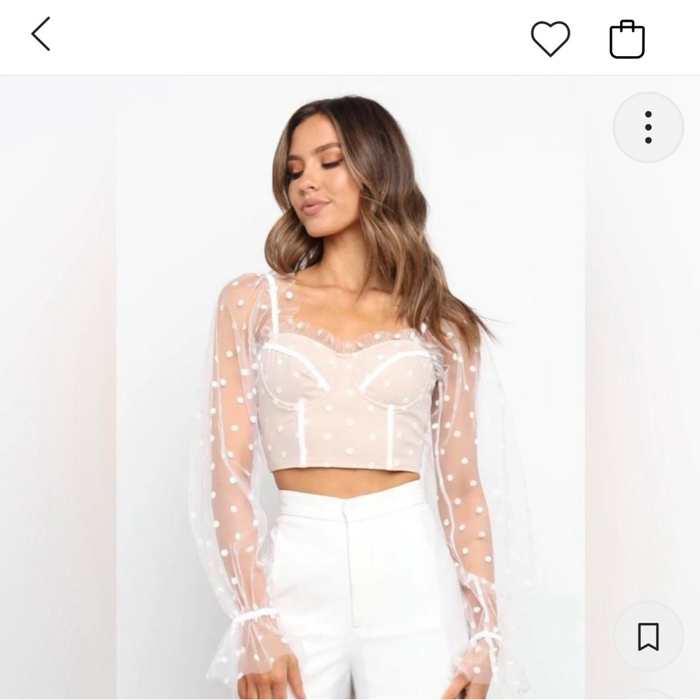 Hello Molly Cream Polka Dot Mesh Blouse